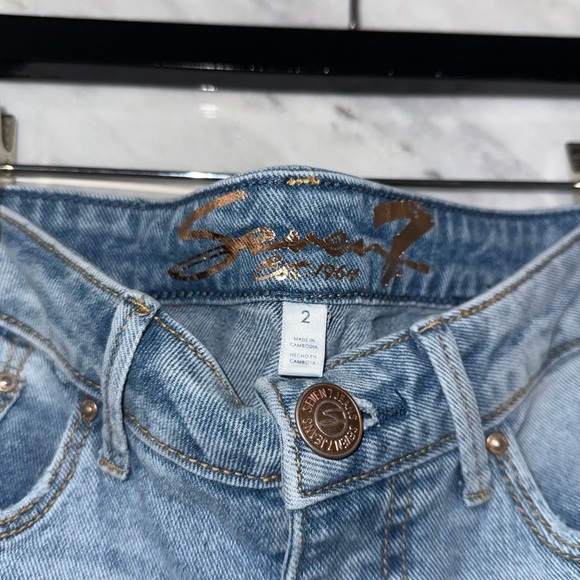 Seven 7 Jeans Womens Size 2 Flare Slim Light Blue High Distressed Felicity - Picture 5 of 9